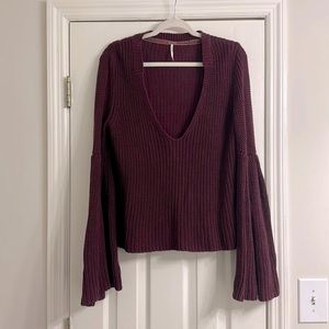 Super cute chunky burgundy Free People sweater